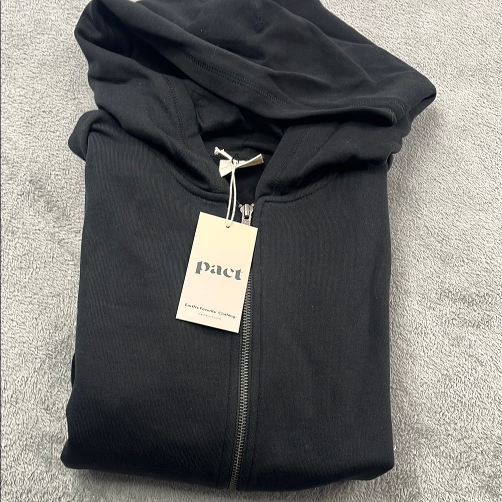 NEW‎ S Pact Organic Unisex Women's Black One For All Full Zip Hoodie